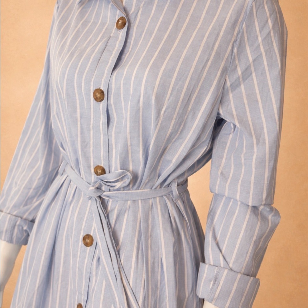 Ardene Long Sleeve Striped Dress with Tie Waist - Picture 2 of 6
